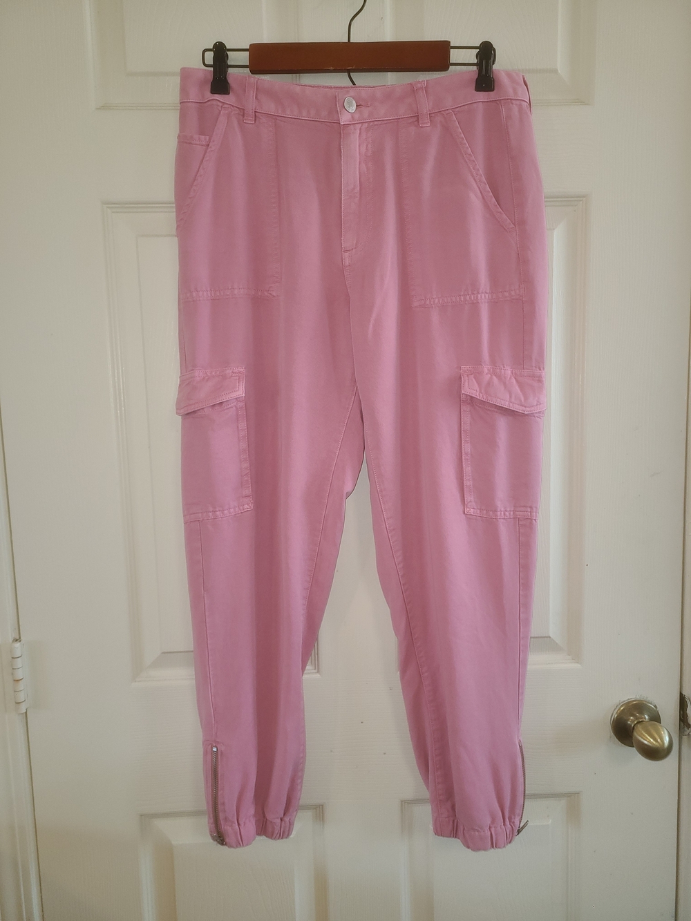 Guess Pink Cargo Joggers with Zip Ankles